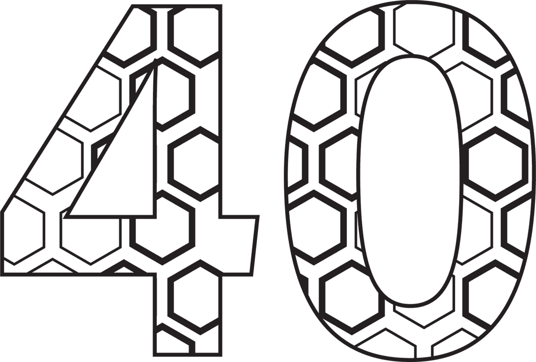 Geometric 40th Edgy Black Pattern on Transparent Background