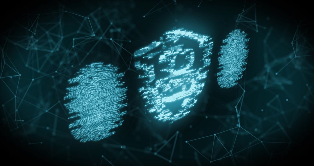 Digital Security with Green Padlock and Fingerprints