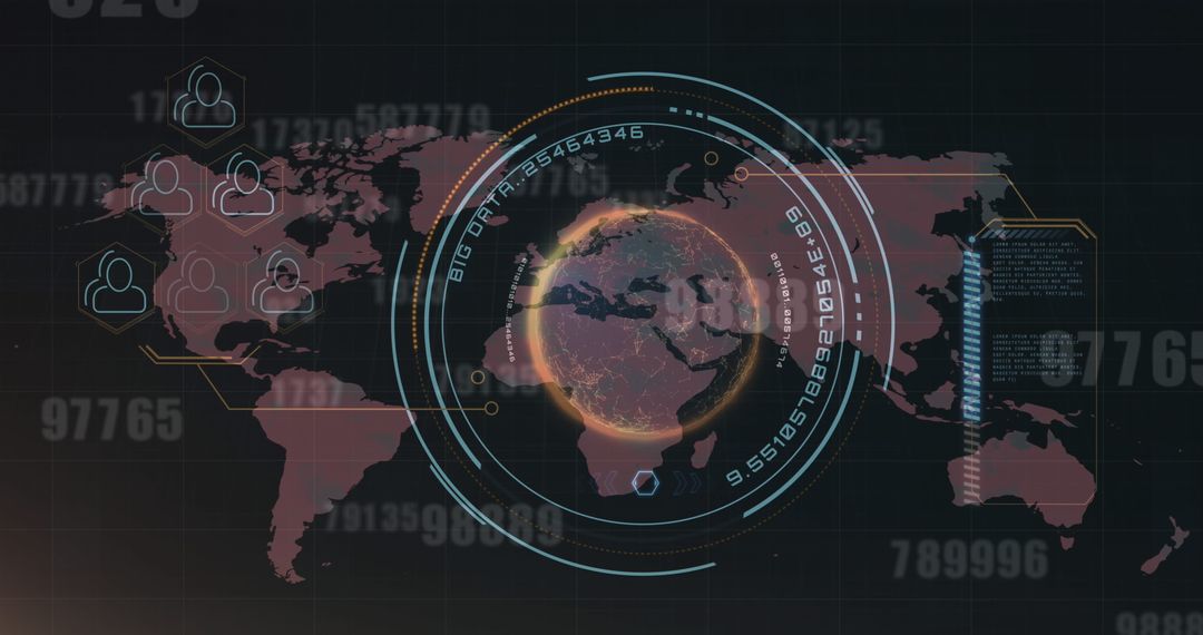 Futuristic Global Technology Interface with Digital Map