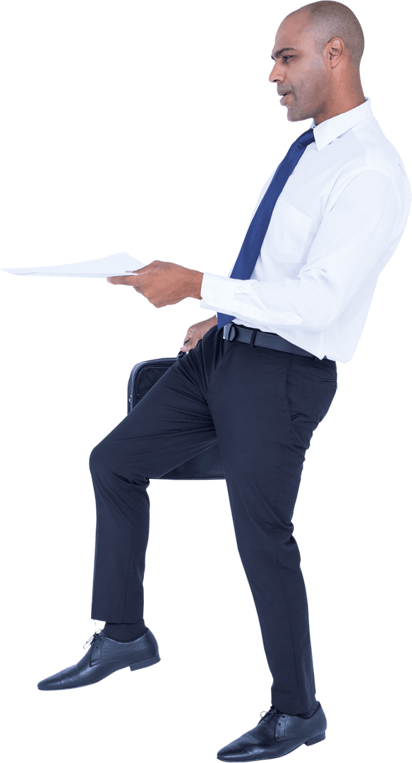 Transparent Background Businessman Holding Document with Confidence