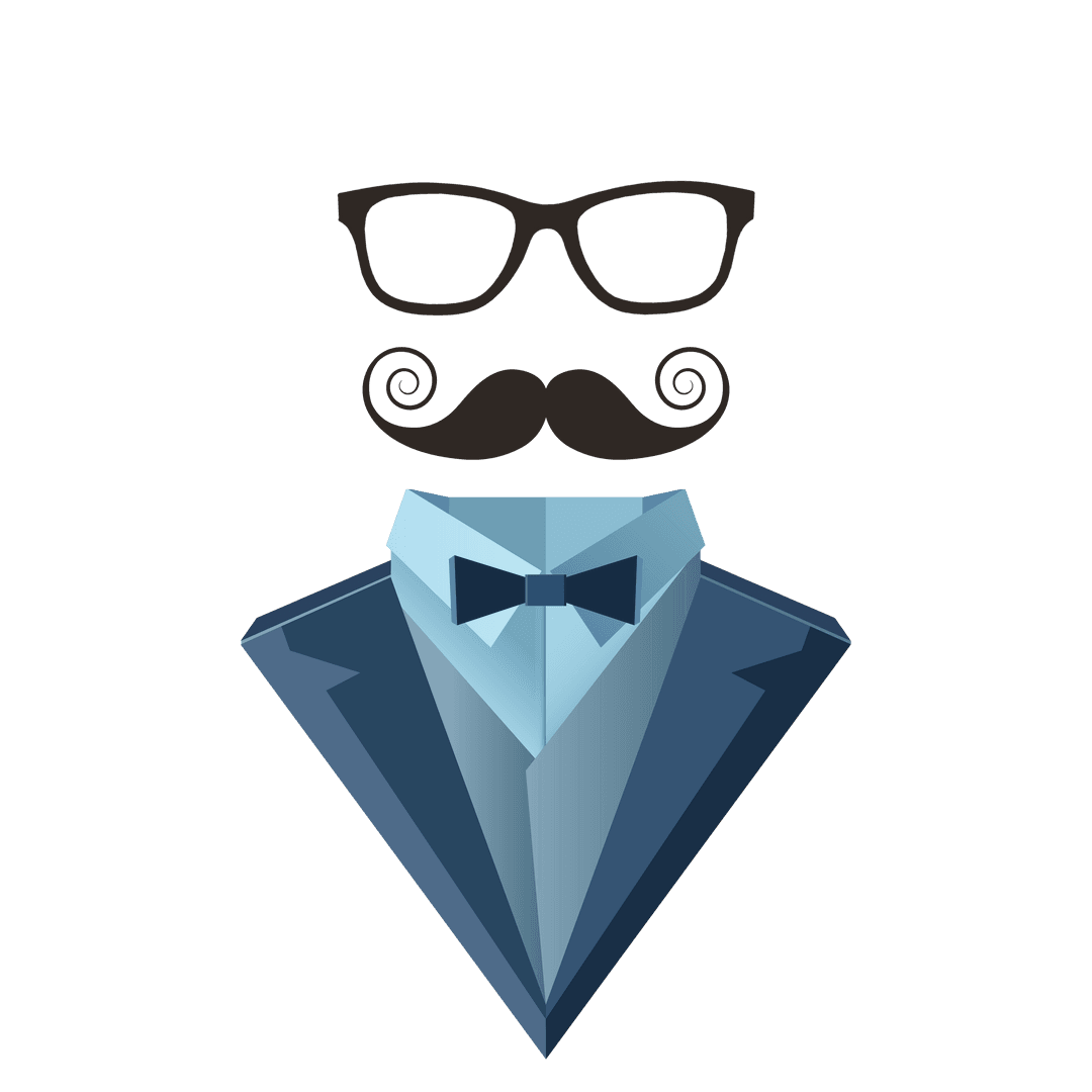 Transparent Abstract Illustration of Suit with Glasses and Mustache