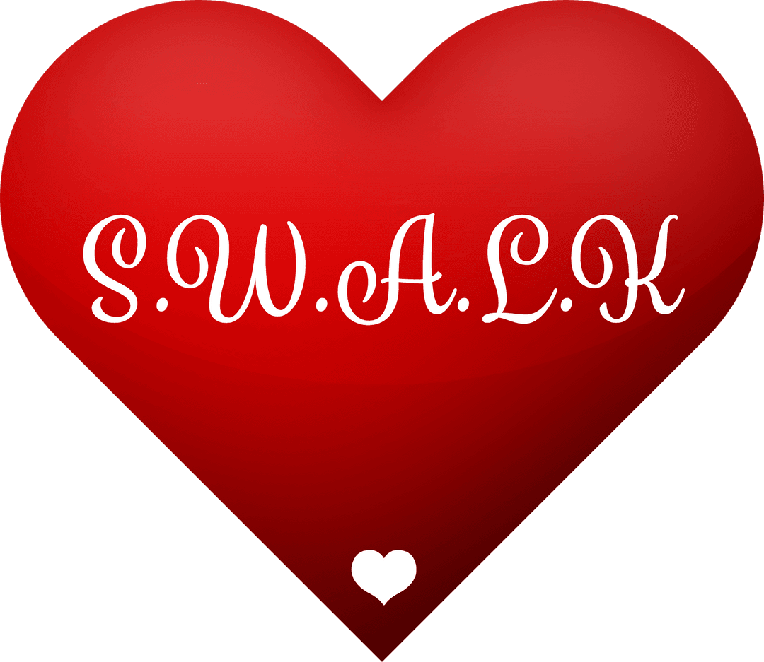 Big Red Heart with SWALK Letters on Transparent Background