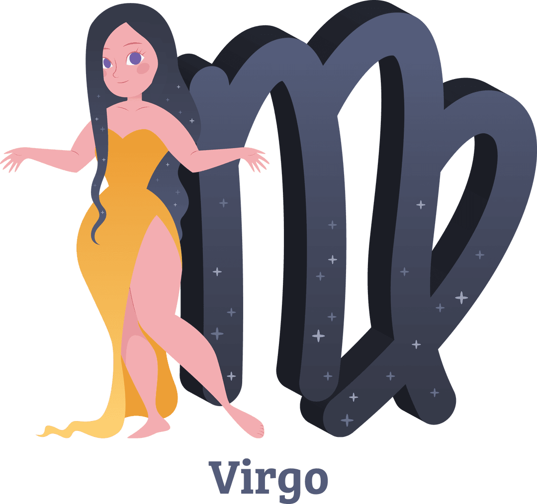 Transparent Cartoon Virgo Symbol and Character Illustration