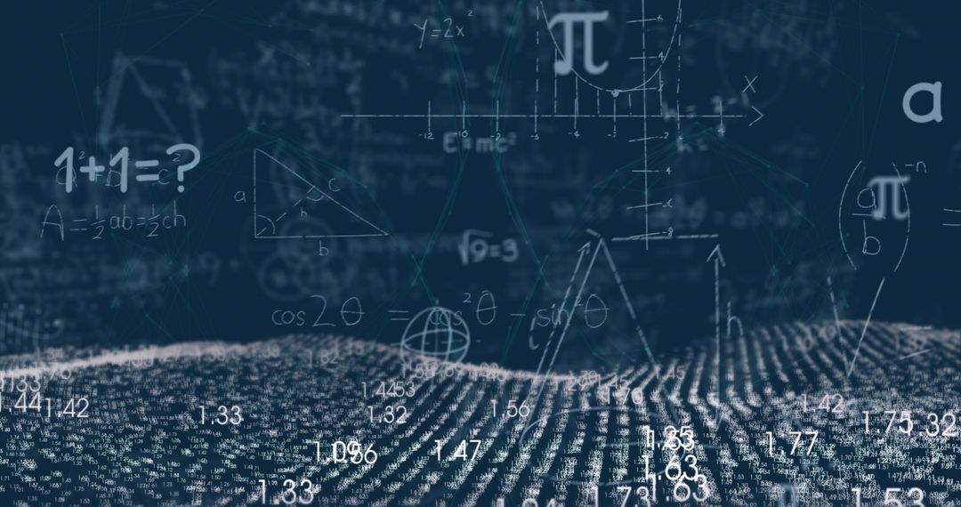 Abstract Digital Interface with Mathematical Equations Reimagining Global Connections