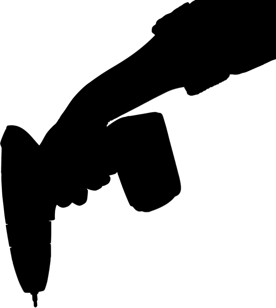 Transparent Silhouette of Hand Holding Power Drill