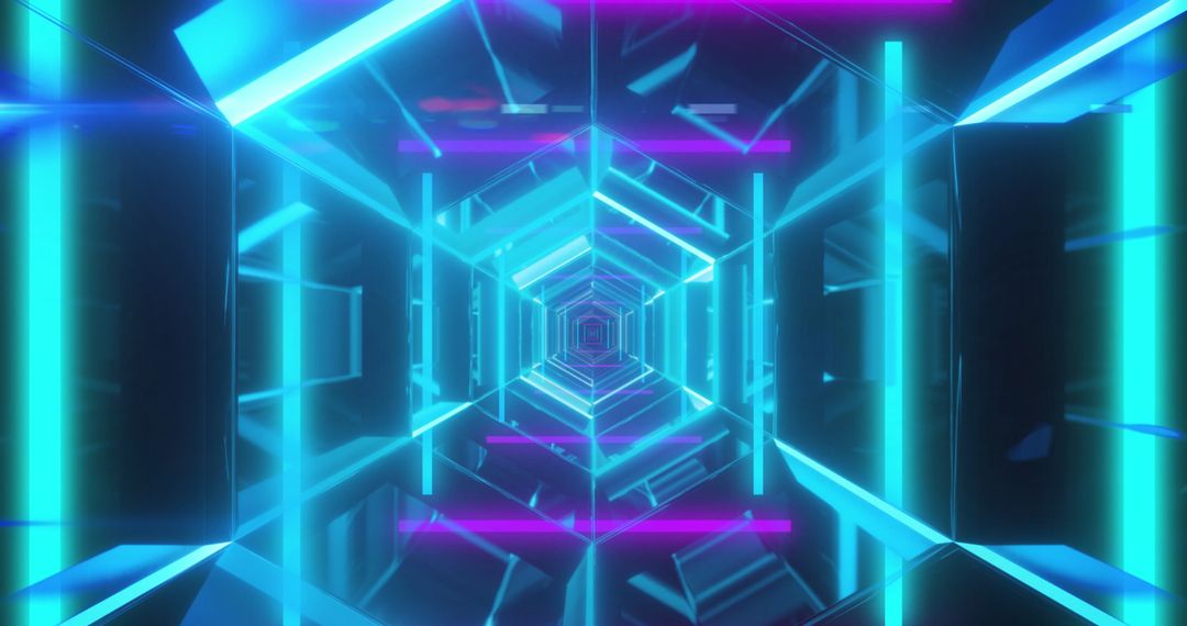 Futuristic Neon Geometric Tunnel with Dynamic Motion