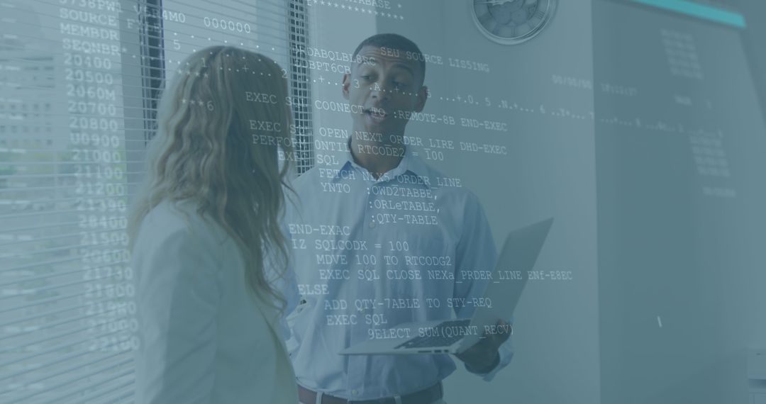 Business Discussion with Digital Data Overlay