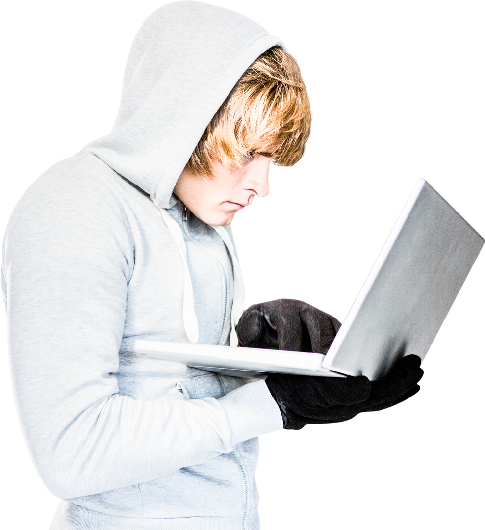 Transparent Hacker in Hoodie Using Laptop Stock Image - Download Free Stock Images Pikwizard.com