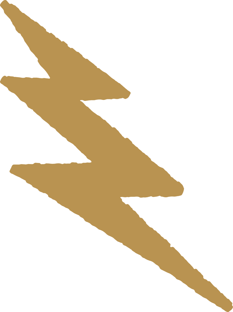 Gold Lightning Bolt Icon on Transparent Background