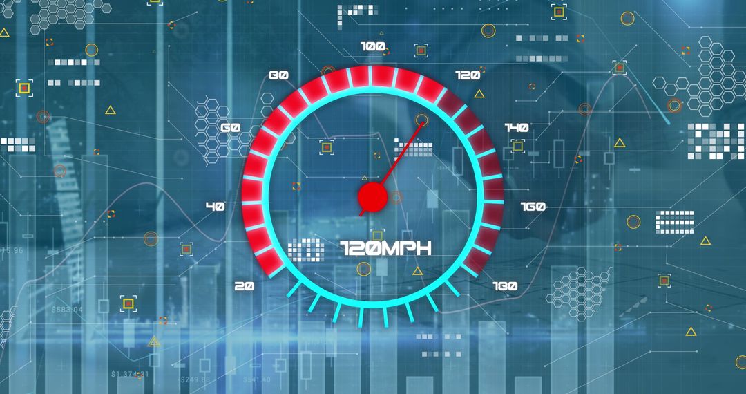 Futuristic Speedometer with Data Overlaying Technology Concept