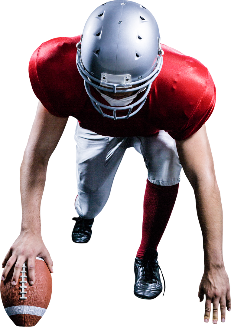 Transparent American Football Player Taking Position with Ball - Download Free Stock Images Pikwizard.com