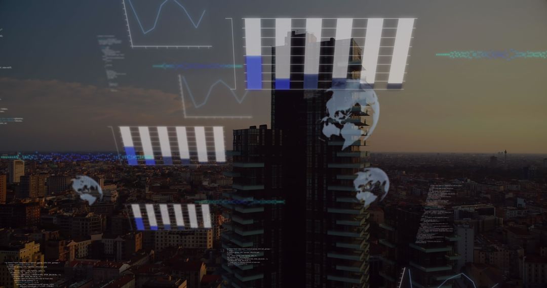 Digital Interface Data Tracking in Modern Cityscape