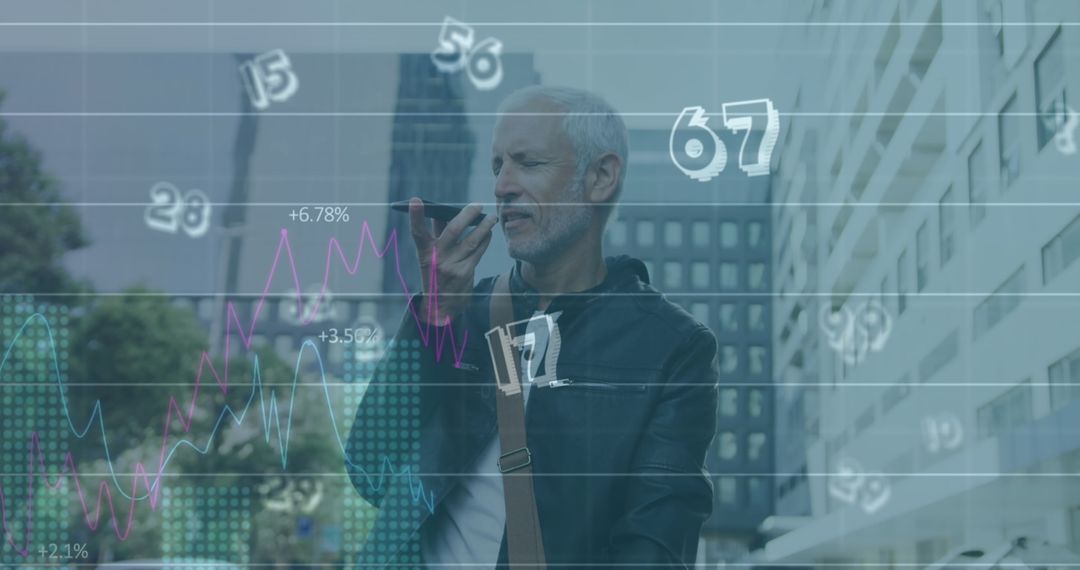 Man Analyzing Data on Smartphone in Urban Environment