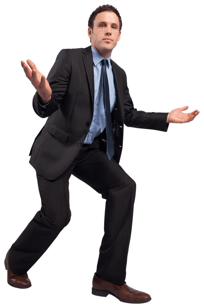 Transparent Confused Businessman with Open Hands