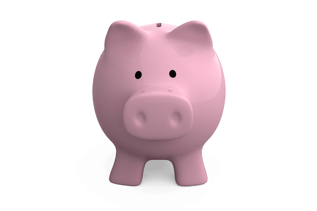 Pink Piggy Bank Illustration with Transparent Background