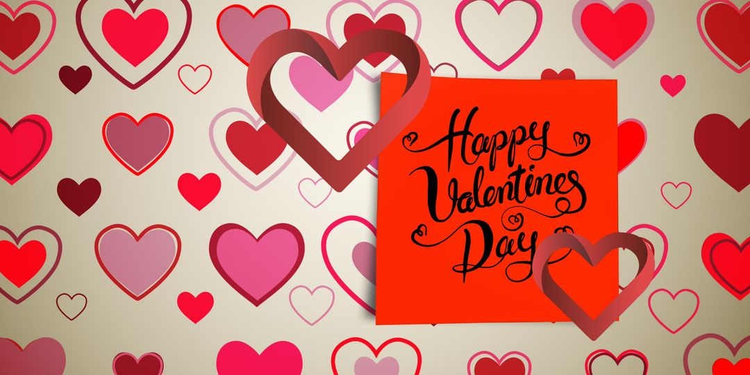 Valentine's Day Card with Decorative Hearts and Red Background - Download Free Stock Templates Pikwizard.com