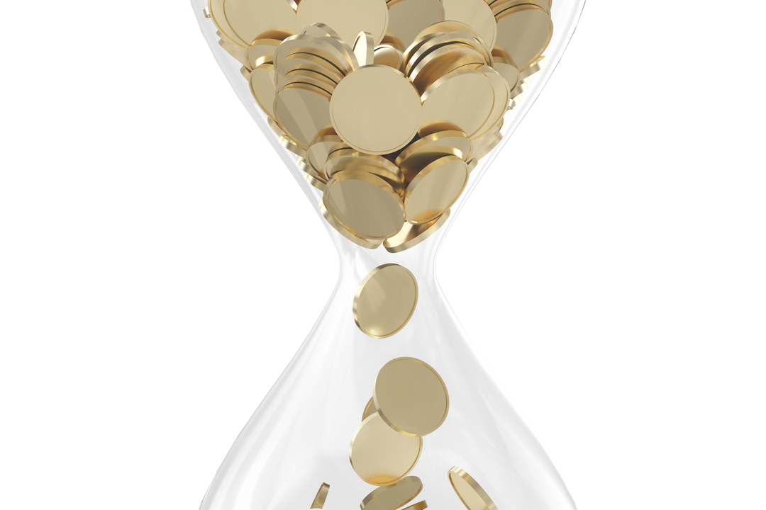 Transparent Hourglass Filled with Gold Coins Illustration - Download Free Stock Images Pikwizard.com