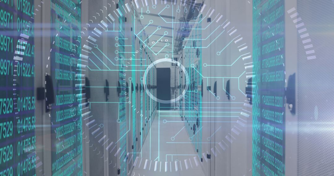 Futuristic Data Processing Over Server Racks with Digital Interface