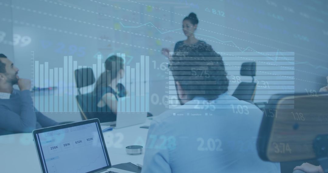 Business Presentation Showing Stock Market Data in Office Setting