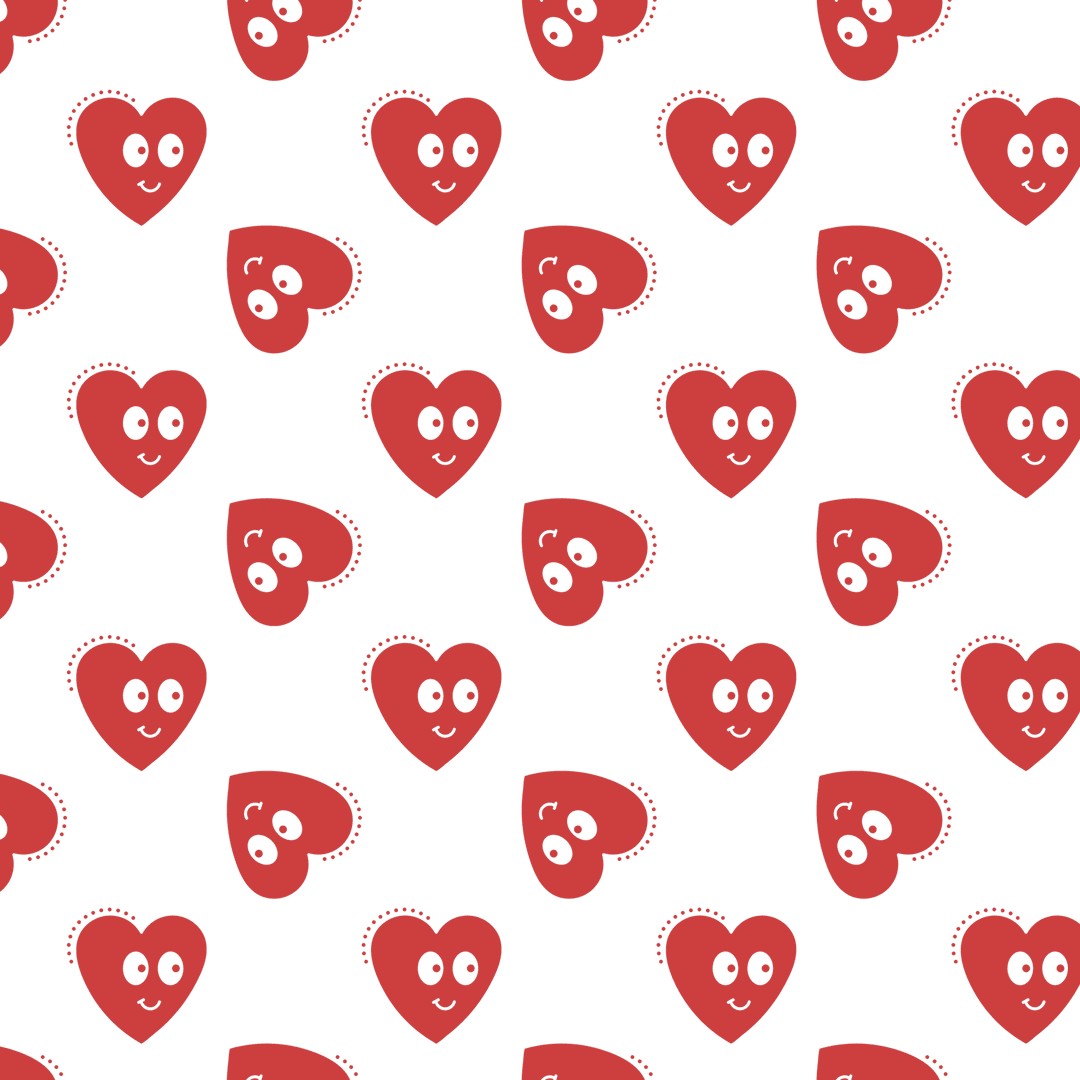 Cute Red Hearts Pattern with Transparent Background