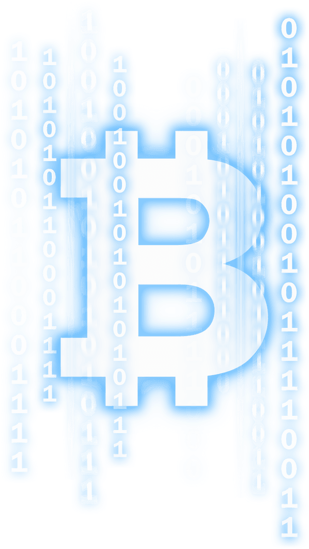 Transparent Bitcoin Cryptocurrency Symbol with Digital Background