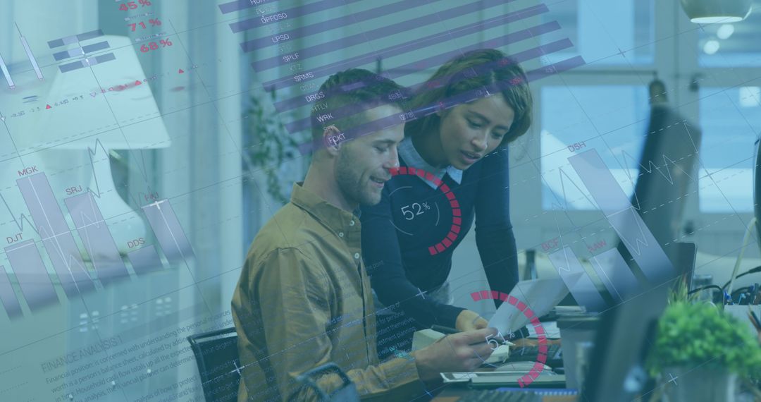 Business Team Analyzing Data with Augmented Reality In Office