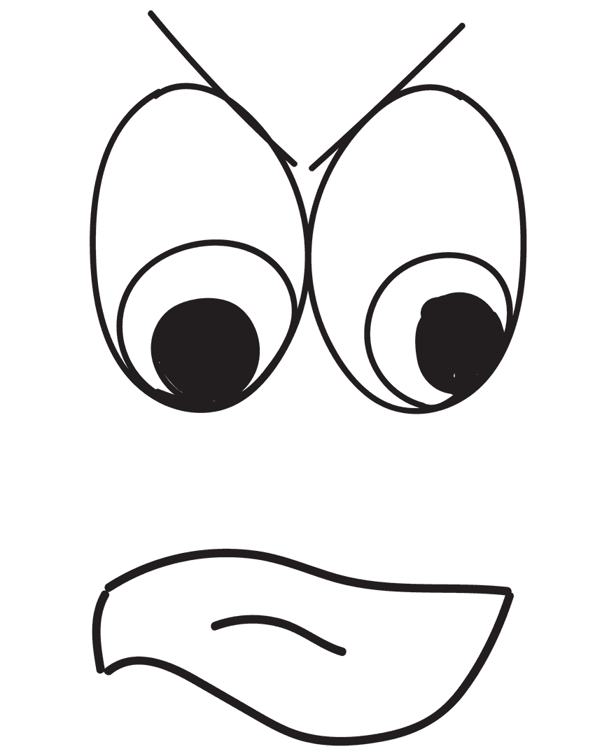 Transparent Grumpy Face Illustration with Expressive Eyes and Mouth