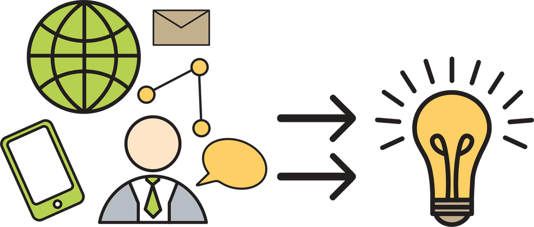 Creative Business Network and Ideas Lightbulb on Transparent Background