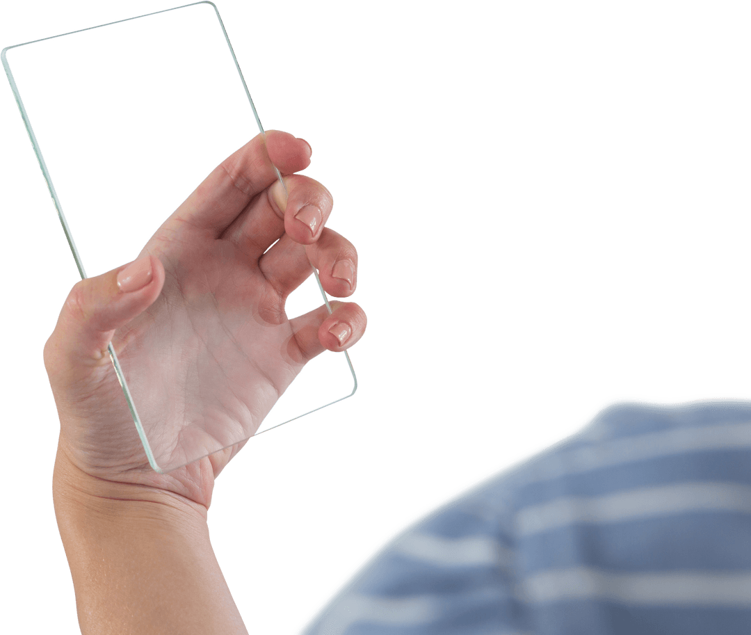 Executive Using Transparent Glass Digital Tablet Close-Up