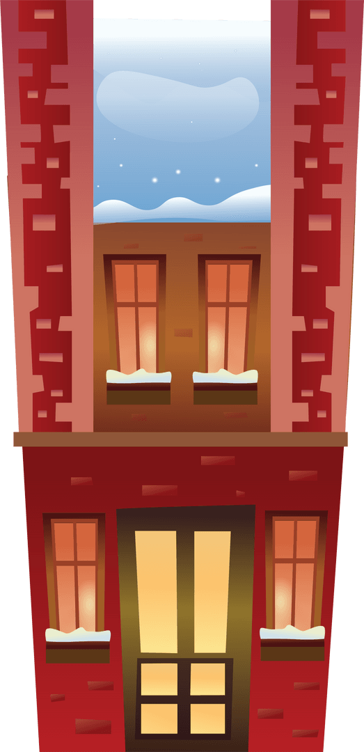 Transparent Snow-Covered House Icon for Christmas Festivity