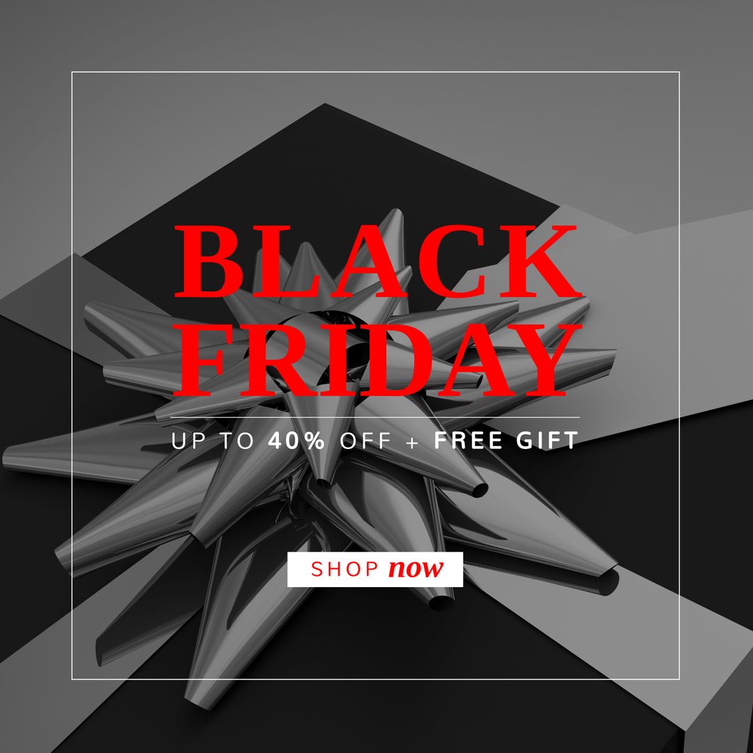 Black Friday Sale Advertisement Banner with Modern Ribbon Design