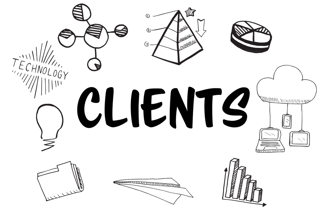 Digital PNG Doodle Icons on Transparent Background