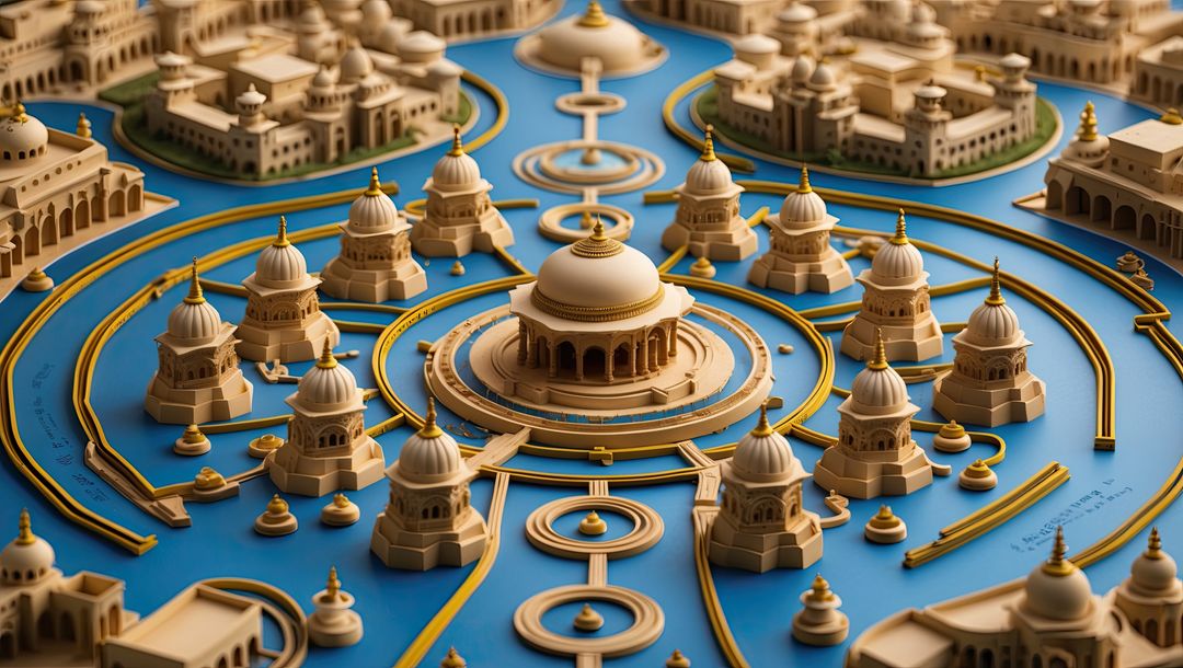 Futuristic Architectural Model with Symmetrical Domed Structures