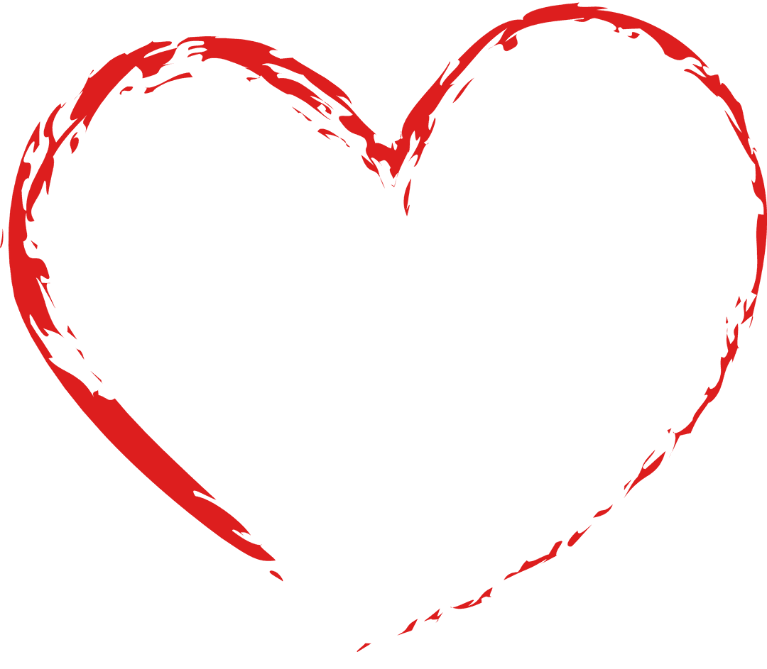 Hand-Drawn Red Heart Shape with Transparent Background Illustration