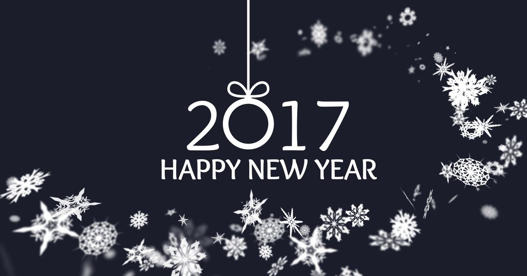 Elegant 2017 Happy New Year Greeting with Snowflakes