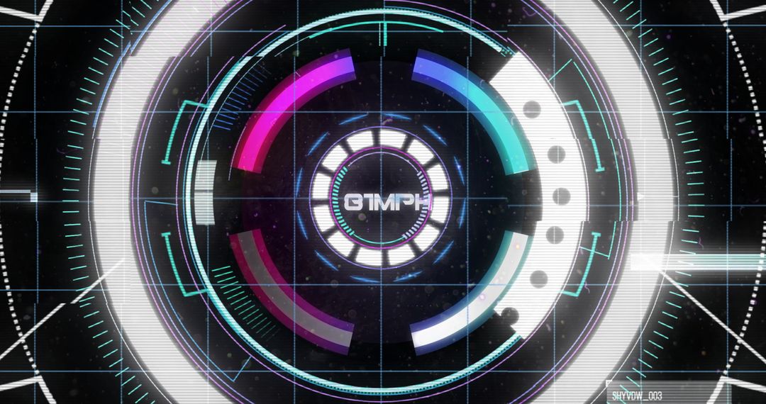 Futuristic Digital Screen with Data Processing Elements