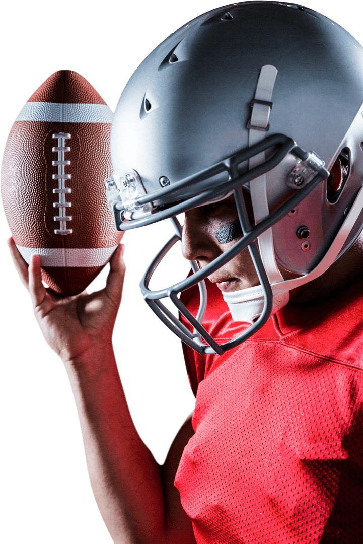 Transparent American Football Player with Ball Isolated on White
