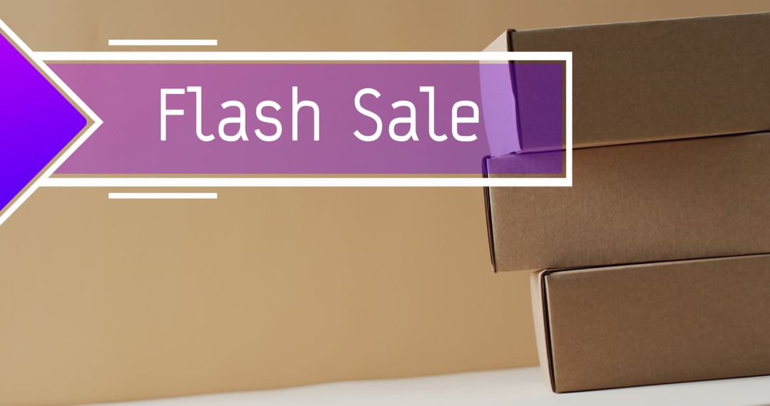 Flash Sale Banner with Stacked Brown Cardboard Boxes