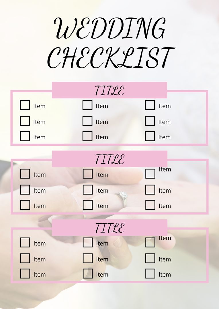 Elegant Wedding Checklist Template with Romantic Backdrop - Download Free Stock Templates Pikwizard.com