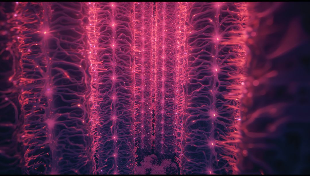 Abstract Digital Neural Network with Glowing Connections