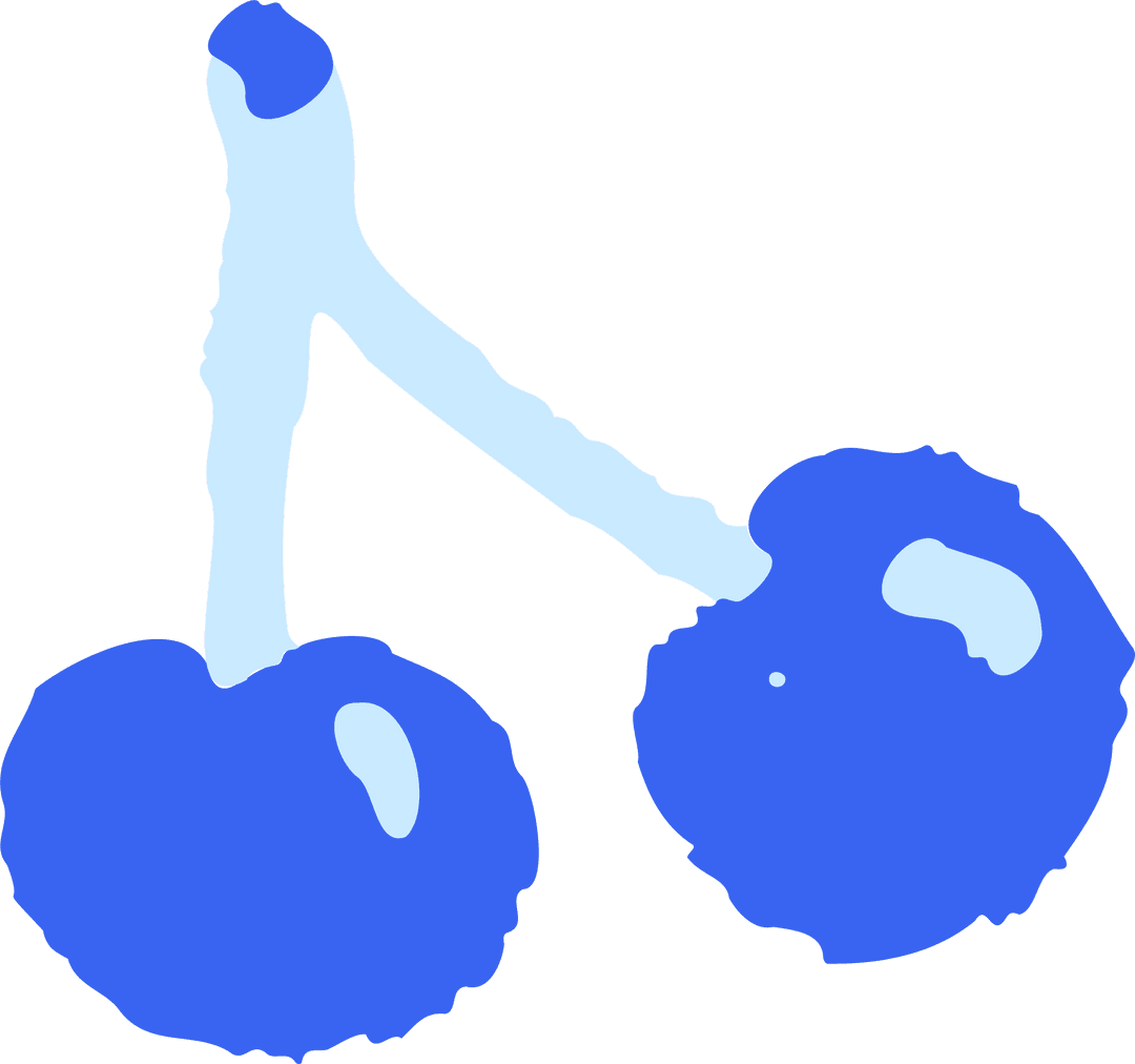 Abstract Minimalist Blue Cherries on Transparent Background