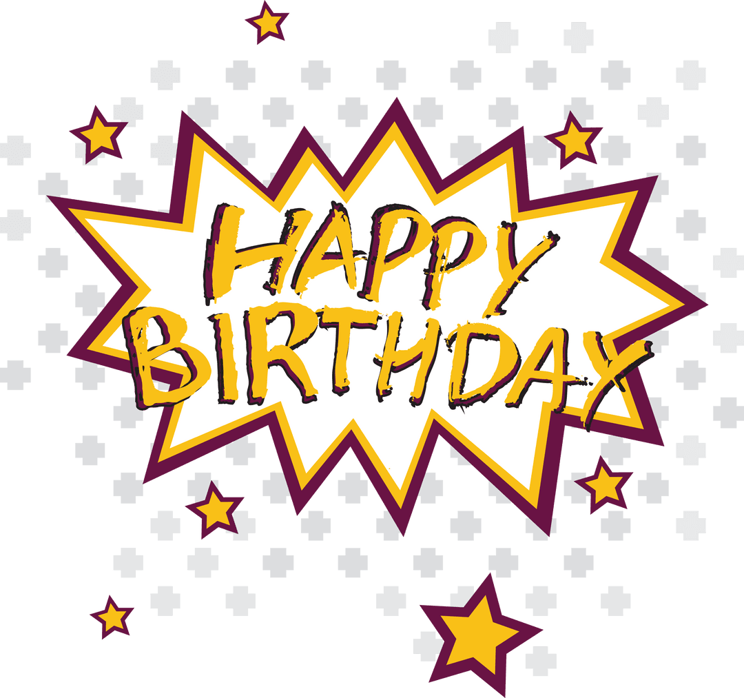 Colorful Happy Birthday Text on Transparent Background
