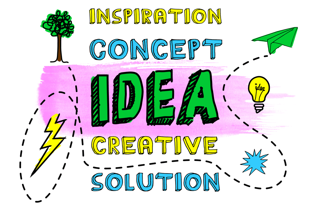 Colorful Creative Idea Concept Illustration on Transparent Background