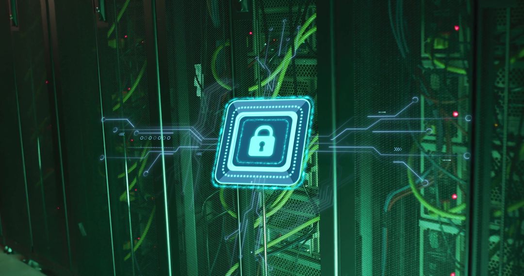 Digital Security in Data Center with Holographic Padlock Symbol