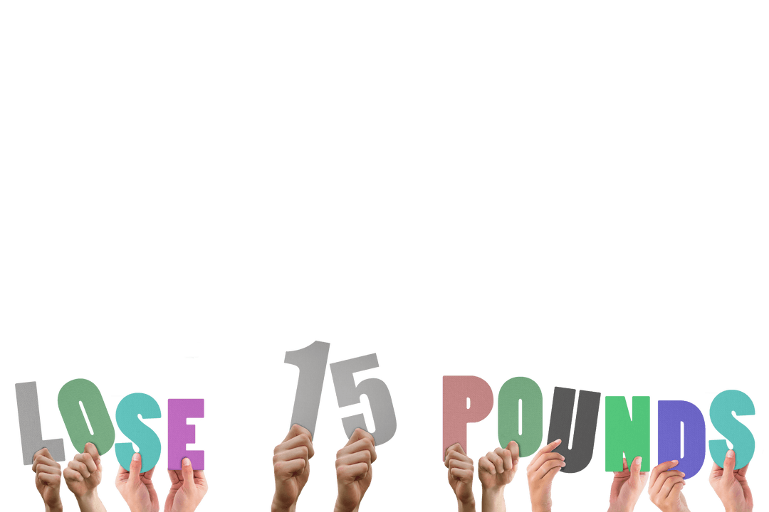 Hands Holding Text Lose 15 Pounds Transparent Background Design