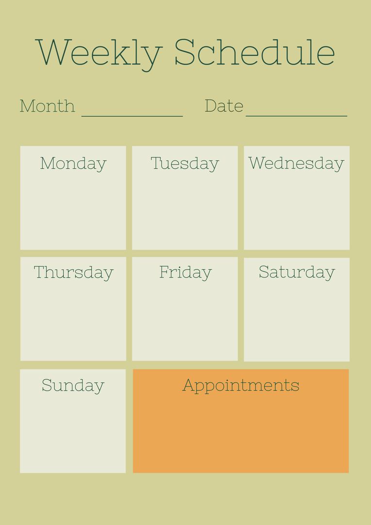 Minimalist Weekly Schedule Layout with Appointments Section and Open Spaces - Download Free Stock Templates Pikwizard.com