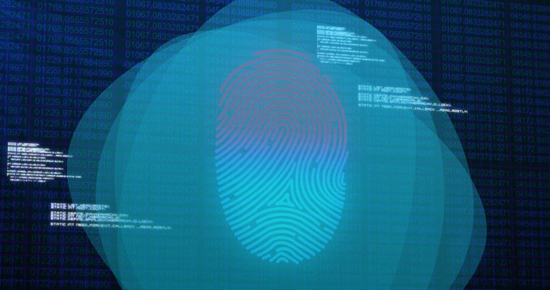 Digital Fingerprint with Binary Code for Cybersecurity Concepts