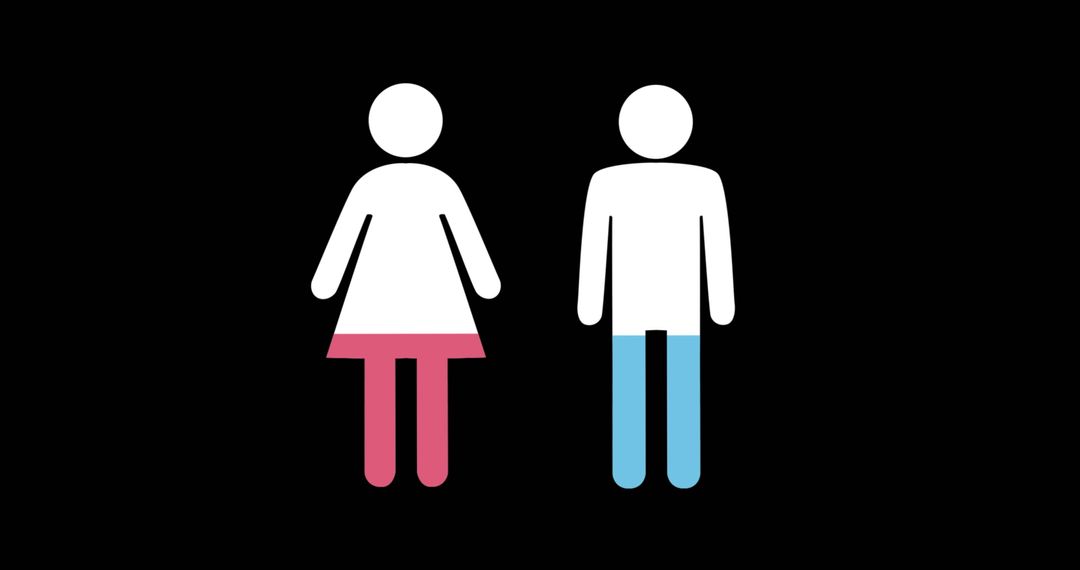 Minimalist Male and Female Restroom Symbol on Black Background