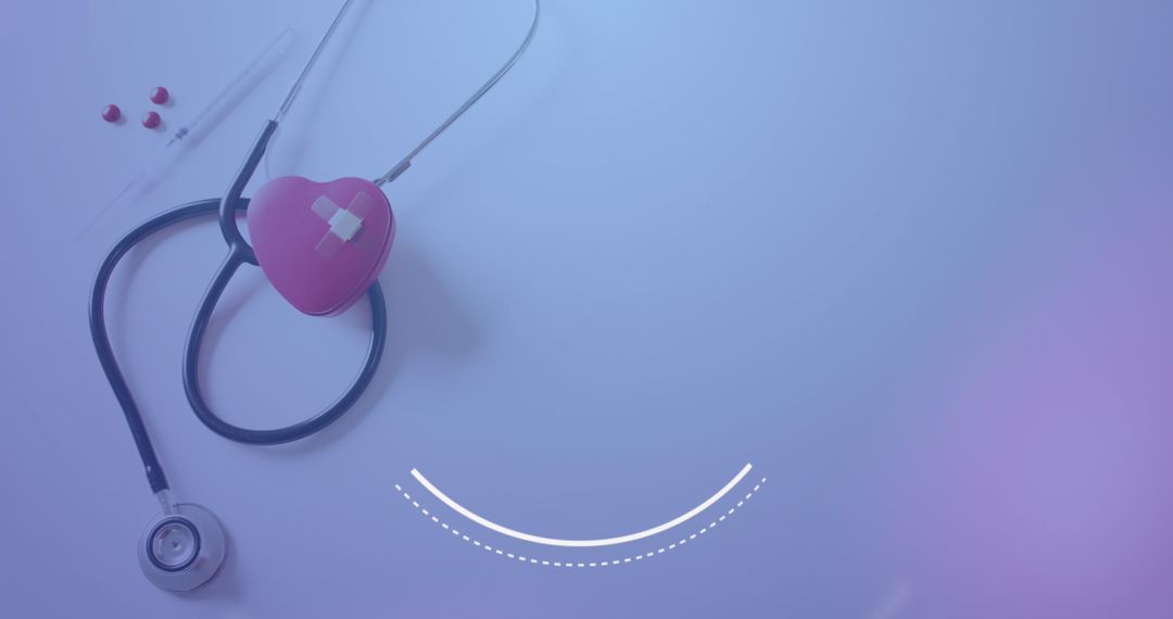 Digital Interface with Stethoscope and Heart Symbol