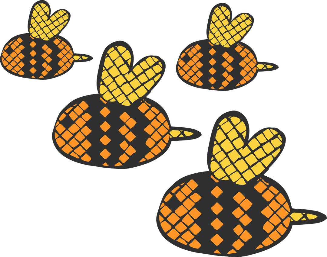 Abstract Geometric Bugs with Heart Wings on Transparent Background